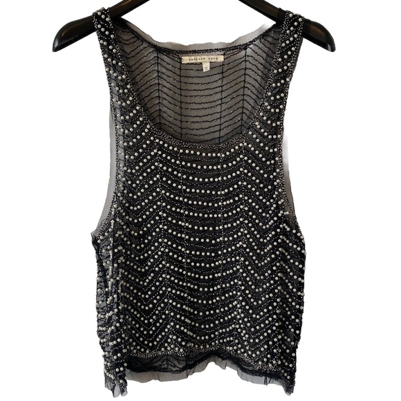 Endless Rose Black mesh pearl And Bead tank Size Large - Picture 1 of 11